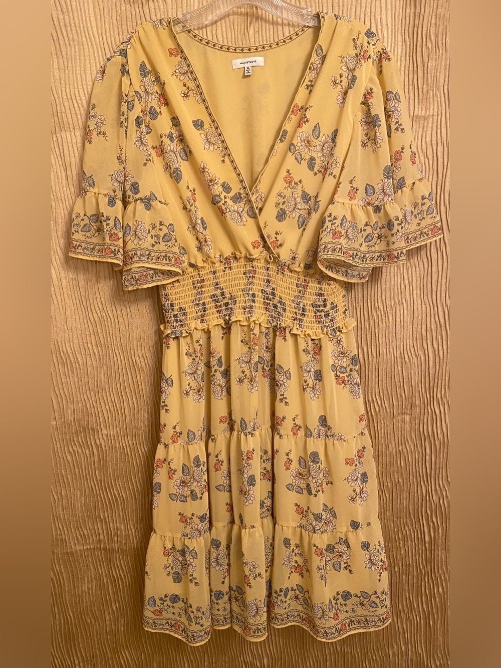Max Studio Yellow Floral Midi Dress